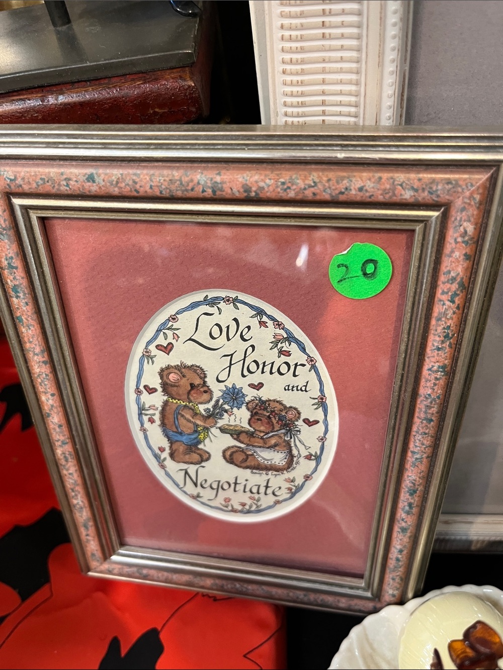 10” FRAMED SMALL PRINT “LOVE HONOR NEGOTIATE”